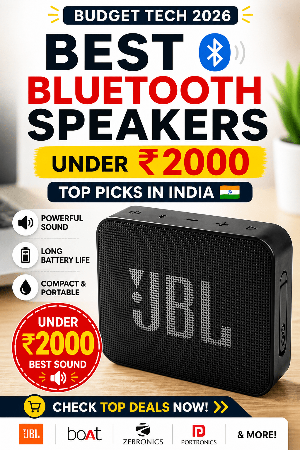 Best Bluetooth Speakers Under ₹2000 in India (2026) – Budget Picks Worth Buying
